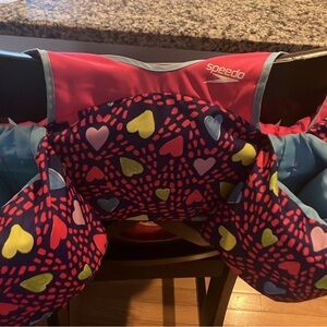 Speedo Kids Swim Vest with Heart Pattern - Red and Blue